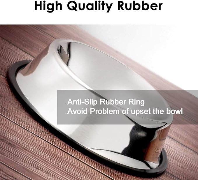 Stainless Steel Dog Bowls, 2.2 Cup/18oz Cat Bowl Water and Food with Rubber Base, Pet Bowls for Medium Dogs, Cats and Rabbit, 2Pack