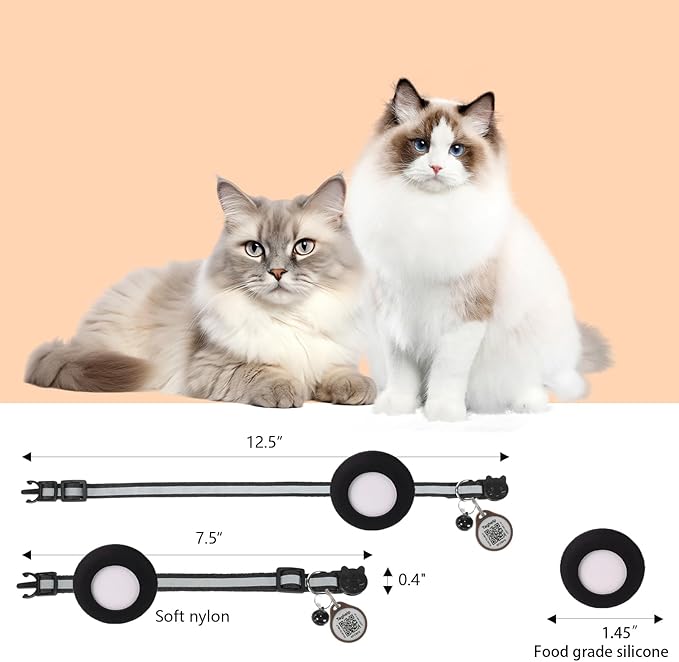 Smart ID tag&Airtag Cat Collar Breakaway with Bell,Reflective Kitten Collar with Apple Airtag Cat Collar Holder,Adjustable 7-12In,Safety Buckle for Girl Boy Cats,Pet Supplies,Accessories,Gifts(Pink)