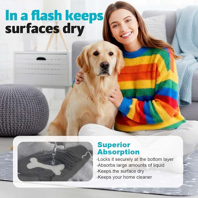 Puppy Pads for Dogs, 2026 New Washable Puppy Pads with Pheromones, Pee Pads for Dogs & Cats, Durable Leak-Proof & Anti-Slip Pet Training Pads for Home & Travel, Reusable (Grey, 11.8" x 11.8")