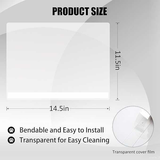 YOILES 3PCS Cat Litter Box Pee Shields,Transparent Easy Clean Splash Guard for Open Top Litter Pan 14.5×11.5in- Litter Box Not Included (3)