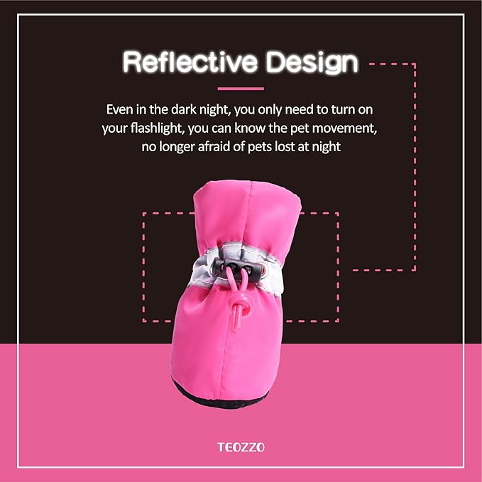 Dog Boots Paw Protector, Anti-Slip Winter Dog Shoes with Reflective Straps for Small Medium Dogs Size 7 4PCS