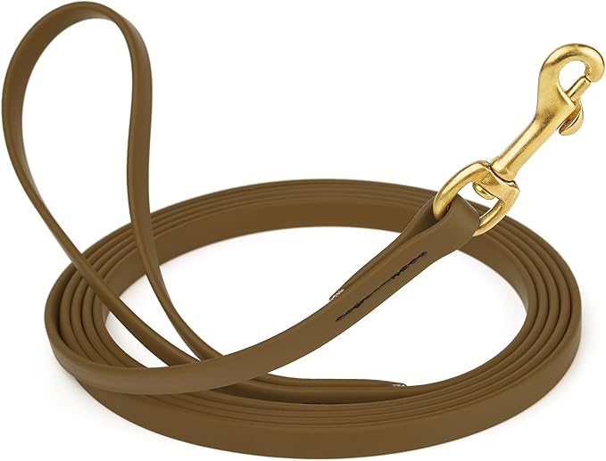 Viper Biothane K9 Working Dog Leash Waterproof Lead for Tracking Training Schutzhund Odor-Proof Long Line with Solid Brass Snap for Puppy Medium and Large Dogs, 10ft Coyote Brown