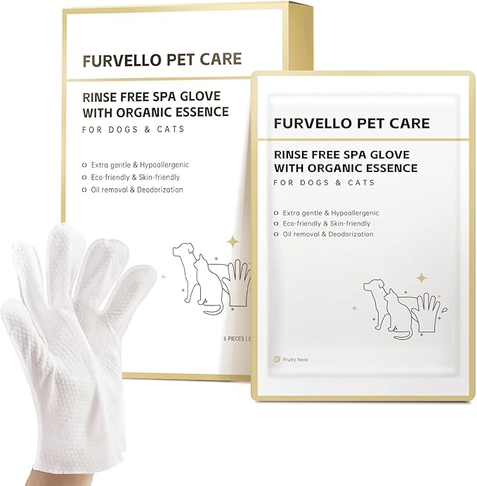 Nourishing Pet Glove Wipes for Dogs & Cats, 4-in-1 Grooming Wipes (Cleaning, Combing, Massaging, Caring), Deodorizing & Extra Thick, 60PCS (Pet Wipes for Large Pets)