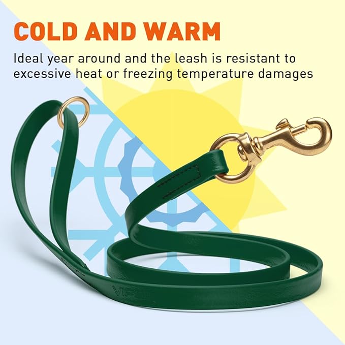 Viper Biothane K9 Working Dog Leash Waterproof Lead for Tracking Training Schutzhund Odor-Proof Long Line with Solid Brass Snap for Puppy Medium and Large Dogs 6ft, Hunter Green