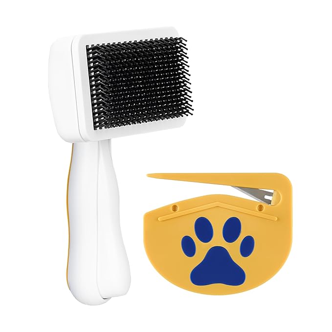 PETHROOM Healing Slicker Brush & Matt Splitter – Gentle Detangling & Shedding Control for Dogs & Cats, 306 Bristles, One-Touch Hair Removal & Safe Dematting Blade for Tangle-Free Grooming