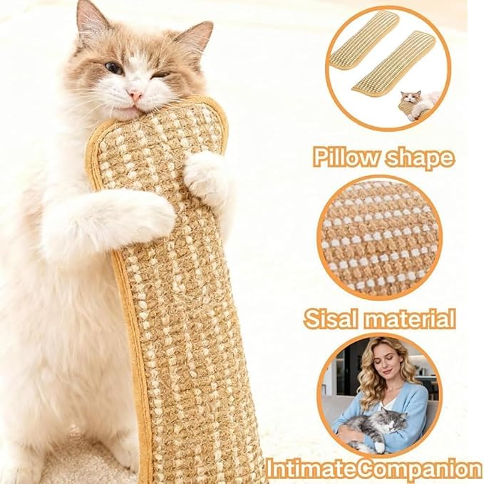 Clawvia Cat Toy, Interactive Catnip Chew Toy, Durable 12 Inches Catnip Kicker Soft Sisal Pillow with Organic Catnip for Kittens and Adult Cats for Indoor Scratching, Chewing & Teething (2)