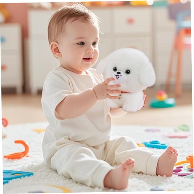 Sgqtqybk Dog Plush Toy Super Soft Puppy Stuffed Animal 8 Inch White Fluffy Plushie for Cuddling, Decor, Emotional Comfort