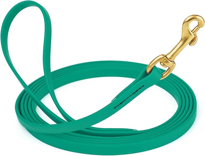 Viper Biothane K9 Working Dog Leash Waterproof Lead for Tracking Training Schutzhund Odor-Proof Long Line with Solid Brass Snap for Puppy Medium and Large Dogs, 15ft Teal