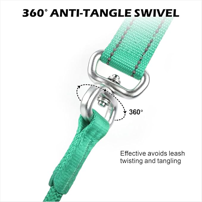 6FT Slip Lead Dog Leash with Double Padded Handle, Anti-Tangle Slip Leads for Dogs, Reflective Nylon No-Pull Training Leash for Small Medium Dogs, Turquoise