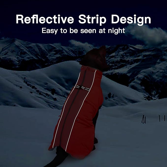 Dog Coat Winter Warm Dog Jackets for Large Dogs Reflective Snowsuit with Harness Fleece Dogs Snow Jacket Waterproof Pet Clothes for Cold Weather