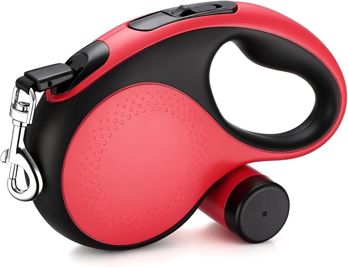 Segarty 16 Ft Retractable Leash with Waste Bag Dispenser, 5m Dog Leash Anti-Slip Handle and 360°Tangle-Free Retraction for Pets up to 66 lbs, Dogs Walking Accessories with One-Handed Brake Pause Lock