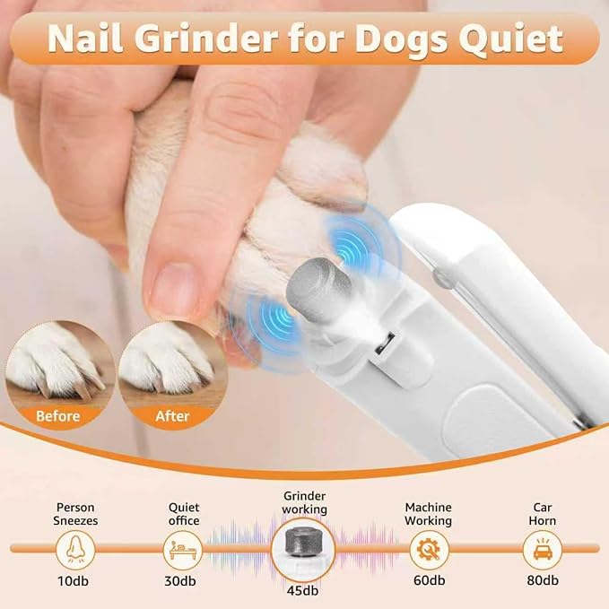 2-in-1 Cat Paw Nail Clipper and Dog Paw Grinder, Featuring Fast Sensing and Safety Protection, with a Lighted Cat Nail Trimmer Equipped with 2 LED Lights, Rechargeable via USB. (White)