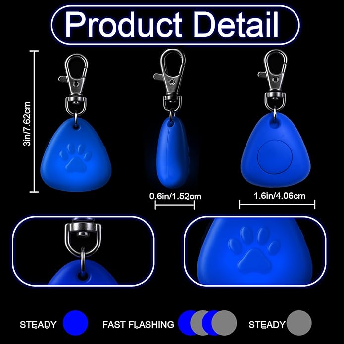 QUELIEN LED Dog Safety Pendant – Night Visibility, Durable, Long Battery Life, Easy Clip-on for All Dogs, Blue