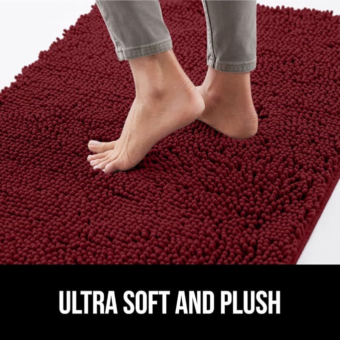 GORILLA GRIP SOAKSTOPPER Dog Door Mat, 70x24 Machine Washable Rug Absorbent Doormat Captures Moisture Mud Dirt, Quick Dry Soft Chenille Entryway Rugs Indoor Entrance Mats for Dog Paws, Burgundy