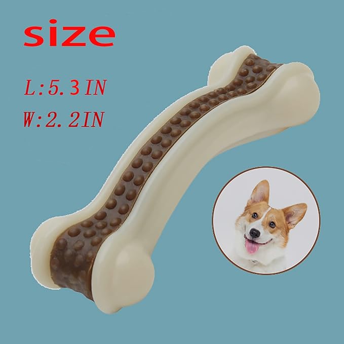 Dog Bones Chew Toys for Aggressive Chewers, 6 Pack Real Beef Flavor,Indestructible Dog Teething Chew Toys for Large/Medium/Small Puppies Breed,Tough Pet Toy with Nylon