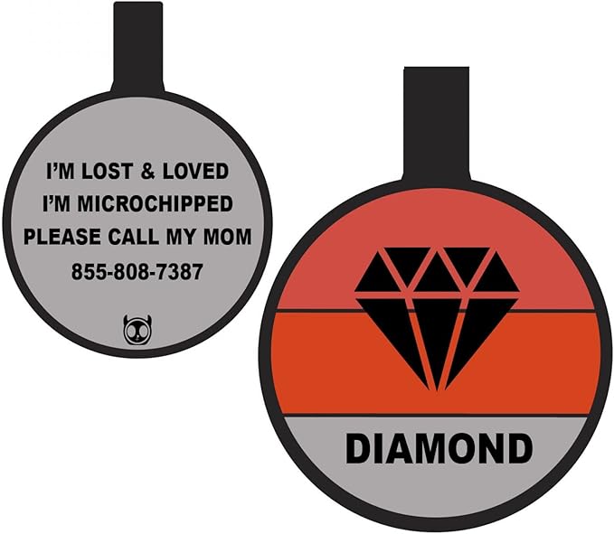 Silent Dog Tag Personalized with 5 Lines of Custom Deep Engraved Durable Soundless Silicone Pet ID Name Tag Round Designer Red