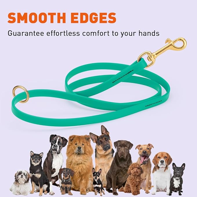 Viper Biothane K9 Working Dog Leash Waterproof Lead for Tracking Training Schutzhund Odor-Proof Long Line with Solid Brass Snap for Puppy Medium and Large Dogs 6ft, Teal