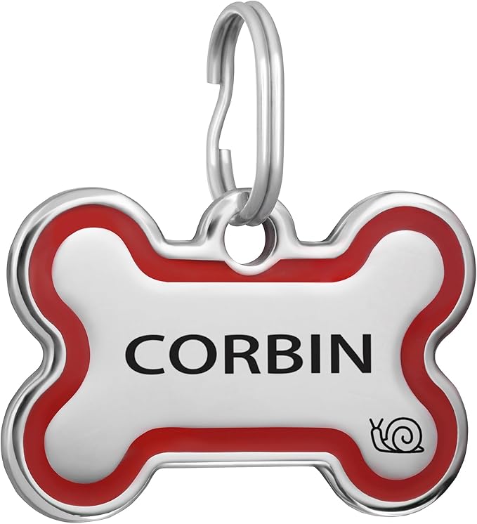 CoolDogs Stainless Steel Enamel Pet ID Tags for Dogs and Cats, Personalized Dog Tags,Cat Tags,Custom Engraved Dog Name Tag,Cat Name Tag with up to 5 Lines of Text on Both Sides (Red, Large)