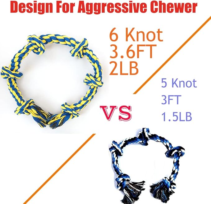 Fejapa Large Dog Rope Toys for Aggressive Chewers - Pitbull Tug of War, Heavy Duty, Outdoor, Medium to Large Breed, Durable Dog Tug Toys with Handle