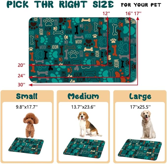 Dog Food Mats for Floors Waterproof, Dog Cat Water Bowl Mats Pet Feeding Absorbent Mat Dog Cat Pet Placemats for Food and Water Green 16 * 24 inch