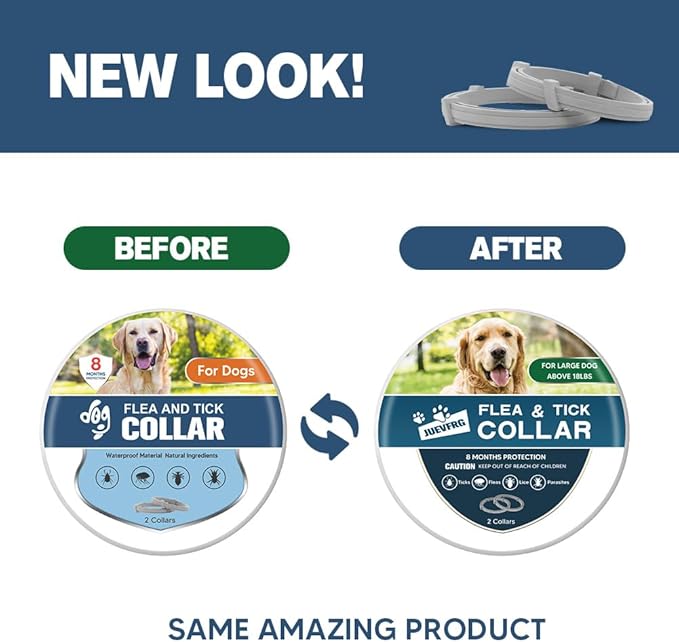 Flea Collars for Dogs, Tick Collar for Large Dogs, Adjustable Dog Flea Collar with 8 Months Prevention, Comfort Fit for Large Dog-2 Pcs