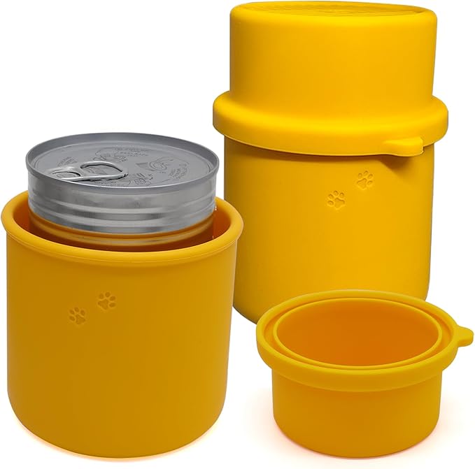 DORUI Original Canned Dog Food Storage Container | Silicone Can Cover Pet Food Sealer | BPA Free, Airtight, Dishwasher & Freezer Safe (2 Pcs Orange)