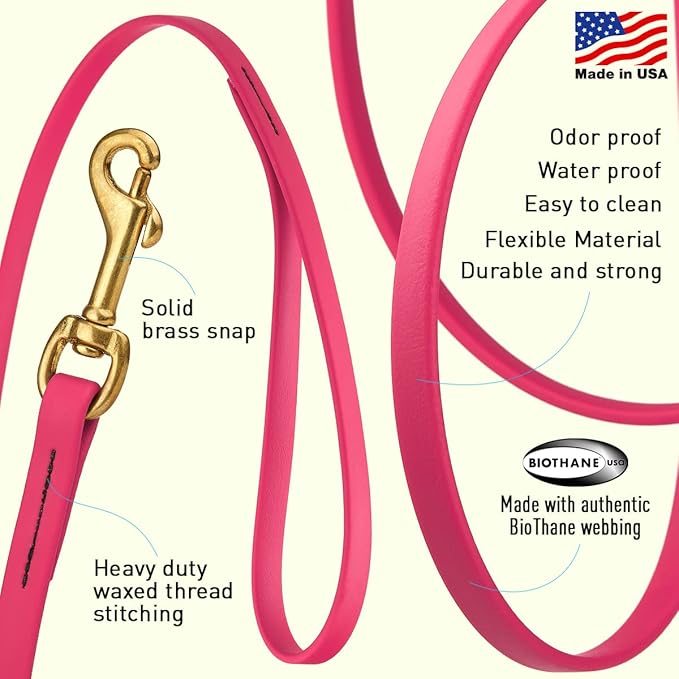 Viper K9 Biothane Working Dog Leash Waterproof Lead for Tracking Training Schutzhund Dog Sport and Search - Odor-Proof Long Line with Solid Brass Snap for Puppy Medium and Large - Water Friendly