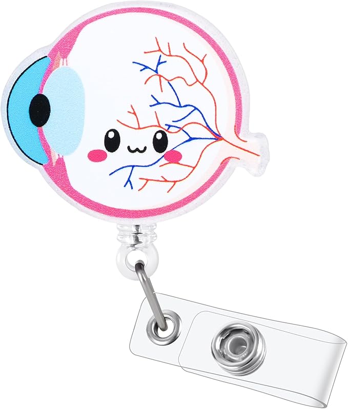 Funny Eye Anatomy Nurse Badge Reel, Cute Ophthalmology Retractable ID Badge Holder, Name Tag Badge Buddy for ECAs OD/MD Optician Optometrist Optometry Nursing Student Teacher Doctor Eye Care Advocates