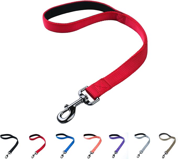 Advanced 18 Inch Short Dog Leash with Sturdy Nylon and Comfortable Padded Handle for Large Medium Breed Dogs Daily Use Jogging,Walking,Training etc. (18 Inches, Chili Pepper)