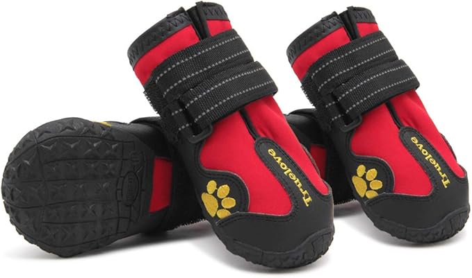 MOKCCI Truelove Dog Boots,Waterproof Pet Shoes with Reflective Straps for Paw Protectors Small Medium Large Dog Summer Winter Snow Outdoor Walking