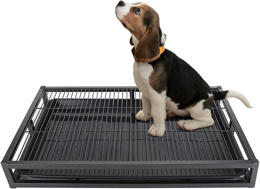 Dog Potty Tray, Pet Indoor Dog Training Toilet, Pet Litter Box Dogs Training Toilet, Puppy Pee Pad Holder Mesh Pad Tray, Potty Trainer Holder for Small Dogs (L, 24.4x16.9x3.1in)