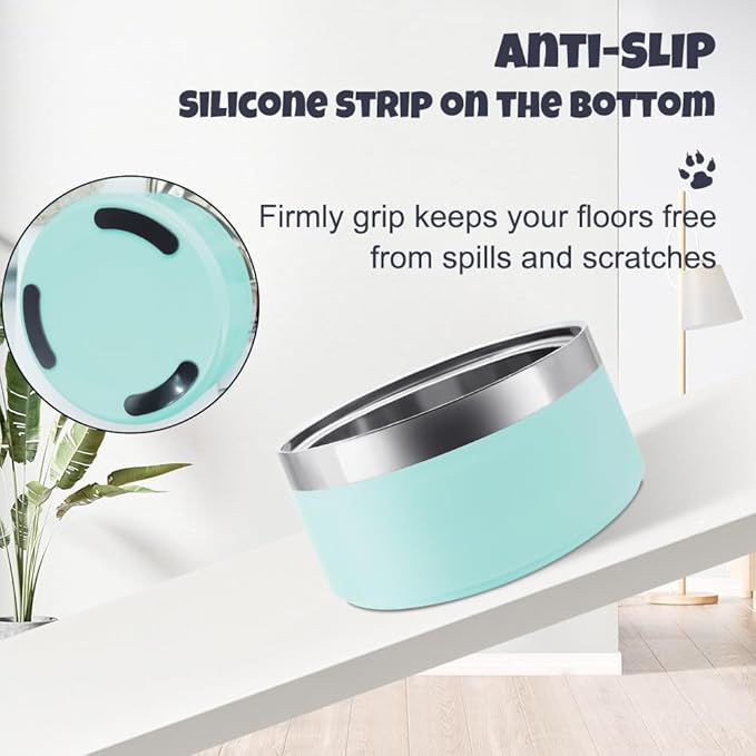 Personalized Stainless Steel Dog Cat Bowl with Name,Customized Laser Engraved Pet Bowl Non Slip for Water and Food 25oz,40oz,53oz(Mint Green)