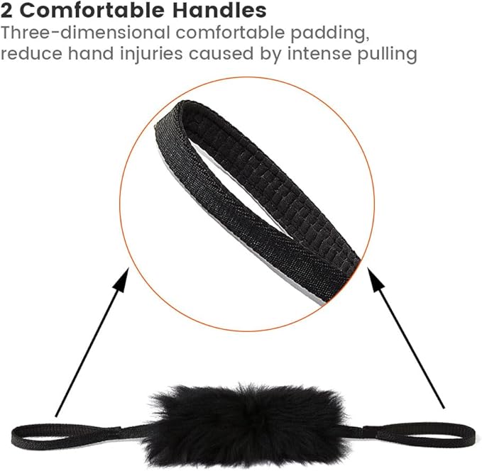 HOWGO Dog Bungee Chaser Toy Double Handles Natural Sheepskin Fur for All Breeds(Pink,2Pack)