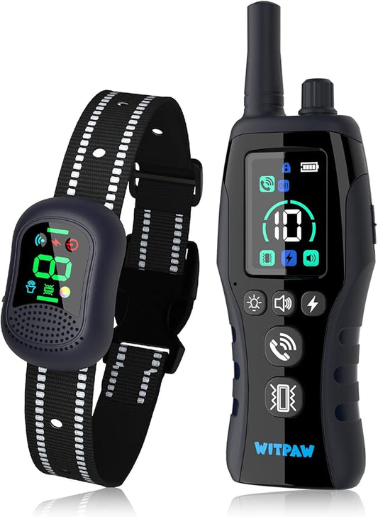 WITPAW ﻿Dog Shock Collar, 4900FT Dog Training Collar with Call Function & LED Light, IP67 Waterproof Rechargeable E-Collar for Dogs 10-120Ibs,4 Training Modes for All Breeds