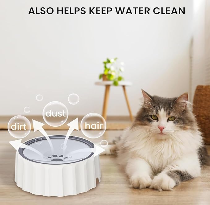 FORWH Dog Small Animals Water Bowl No Spill 70oz/2L Large Capacity Dispenser Non Slip No Splash Small Animals Bowl Pet Slow Feeder No Drip Dog Water Bowl on Vehicle for Dogs and Cats - Grey