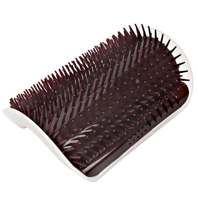 Cat Self Groomer Brush, Plastic Massage Comb with Soft 12.6x8.3cm - Easy Mount Wall Scratcher, Removes Loose Hair, Perfect for Cat Grooming and Play (Coffee)