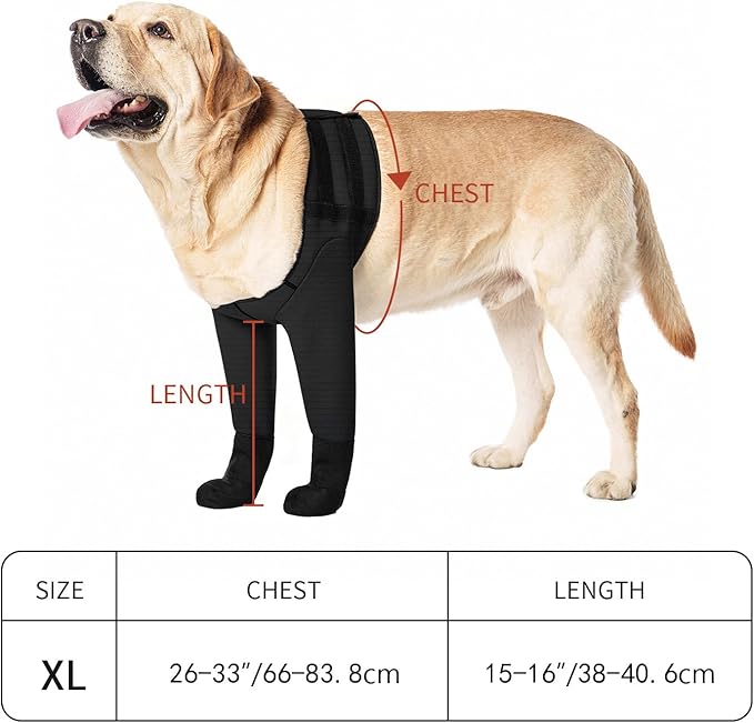 Dog Socks & Boots - Waterproof Anti-Licking Paw Protectors with Non-Slip Bottom, Post-Surgery Recovery Sleeves for Wound Protection (Black, XL)