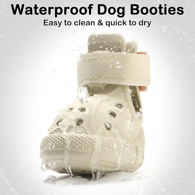 Dog Shoes for Hot Pavement,Non-Slip Waterproof Breathable Easy to Clean Put On and Take Off Dog Boots,Paw Protector for Hot Summer Roads Winter Snow (Beige, Size 7:(2.95"x2.36") (L*W))