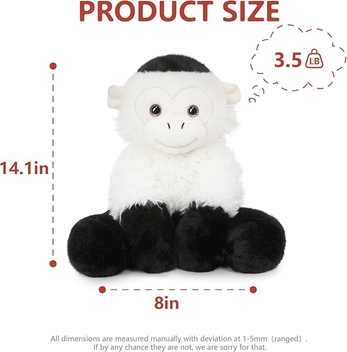 Niuniu Daddy 14" | 3.5 Pound Monkey Weighted Stuffed Animal for Kids Adults, Heavy Capuchin Monkey Pillowfort Plush Toys, Weighted Beads for Stuffed Animals Body Pillow for Birthday Holiday Christmas
