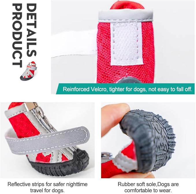 Paipeper Dog Shoes for Small Medium Dogs,Dog Boots & Paw Protectors for Hot Pavement and Winter Snow,Anti-Slip Rubber Dog Booties for Outdoor Walking and Indoor Hardfloors(Orange-Size 01)