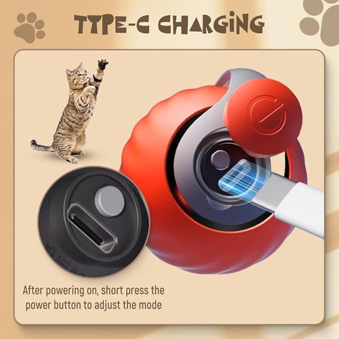 oputemon Speedy 3.0 Tail Cat Toy, 2026 New Speedy Tail Interactive Cat Toy for Indoor Cats, 2 Speed Adjustment- Automatic Moving Smart Cat Toys Ball with Tail for Bored Indoor Cats Dogs (2 PCS)