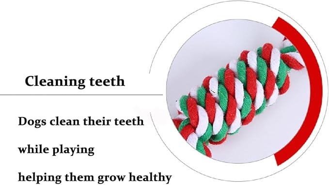 Nlmskzzy Dog Chew Toys,Dog Toys for Small Dogs and Medium Dogs for Boredom and Stimulating Teeth Cleaning Gum Massage Tug Christmas Dog Ball Rope Toy Set of 2