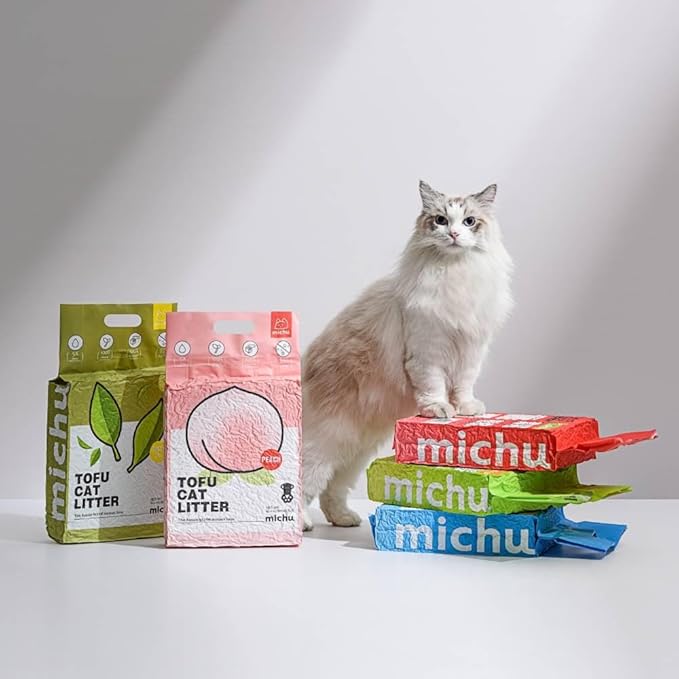 Michu Tofu Cat Litter Natural Clumping Tofu Cat Litter, Fast Clumping and Easily Scoop-able 5.5lb/88oz 5 Scents - Ocean Fresh, 2 Pack