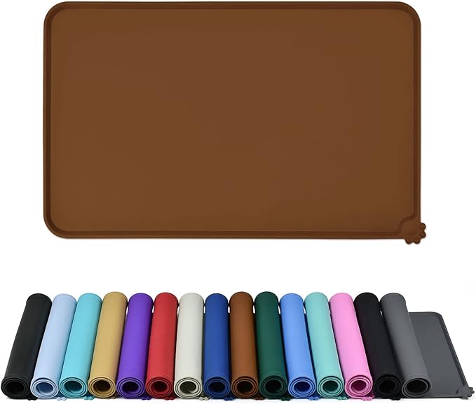 Reopet Waterproof Pet Feeding Mat with High Raised Edges, Heavier and Thicker Placemats for Cat Dog Water Bowl with BPA Free, Dogs Cats Food Mats for Messy Drinkers to Prevent Spill and Protect Floors