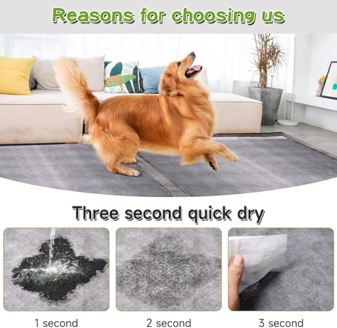 Extra Large Activated Charcoal Puppy Pads 36"x36", 50 Count – Leak-Proof & Super Absorbent 6-Layer Disposable Pee Pads with Advanced Odor Control & Quick Dry for Dog Training, Home Protection & Cat