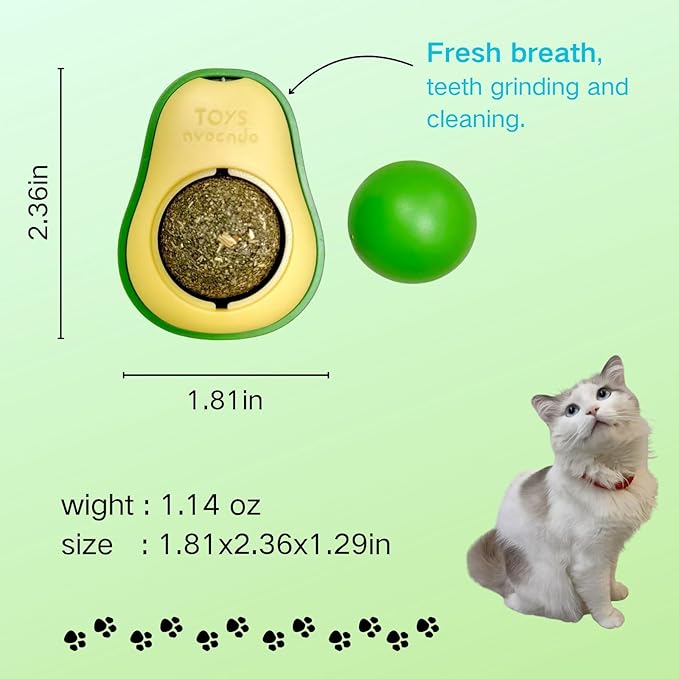 4 Pcs Catnip Balls,Catnip Toys for Cats, Rotatable Catnip Ball On The Wall,4 Styles of Tooth Cleaning Ball,Green Color Set,Cat nip Balls for Indoor Cats