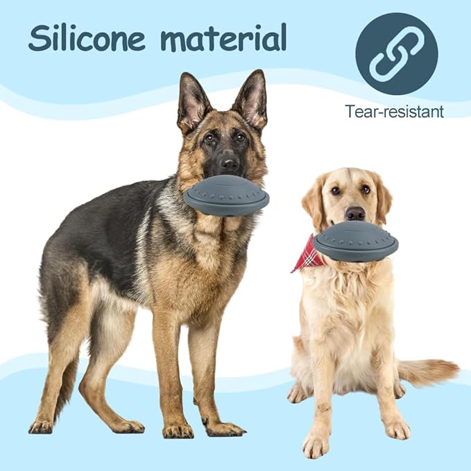2-in-1 Dog Slow Feeder & Flying Disc, Silicone Puzzle Toy Interactive Treat Dispenser for Large Medium Breeds