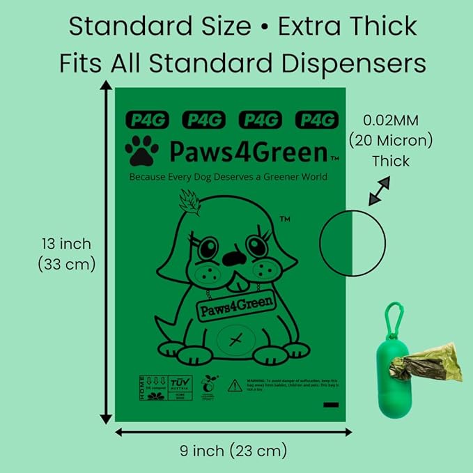 100% Certified Home Compostable Poop Bags (270 Count 18 Rolls), Extra Thick (20 Micron) Leak Proof, Unscented Standard Size 9 X 13'', Plant Based, ASTM D6400 & EN 13432 Compliant