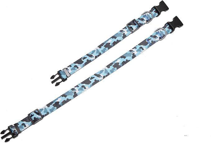 TAIDA Dog Collar, Nylon Camouflage Adjustable Collar, 1 Inch Wide, for Large Medium Dog (Blue)