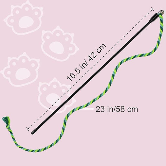 MeowAroma Interactive Cat Toys, 3 Pcs Cat Wand Toys for Indoor Kitten with Colorful Hemp Rope and Small Bell, Kitty Teaser String Toy for Indoor Cats to Chase and Exercise